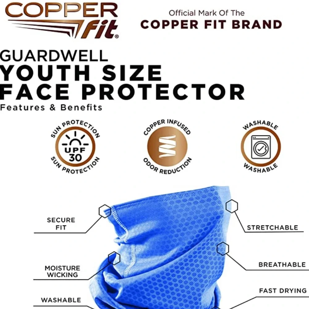 Winter New Youth Face Protector and Neck Gaiter Copper Fit Blue